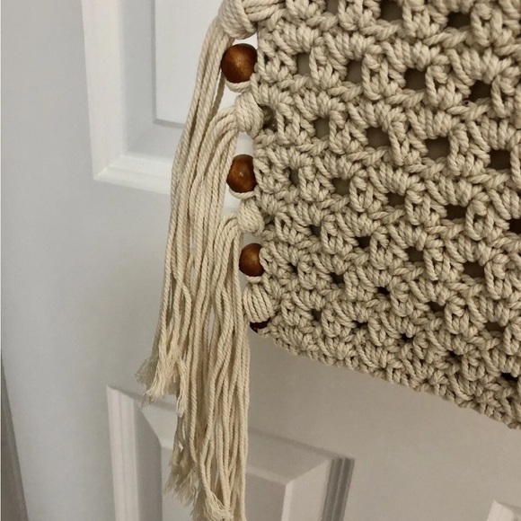 Sun N Sand Macrame Fringe Crossbody Bag Beaded Beachy Boho - Picture 3 of 6